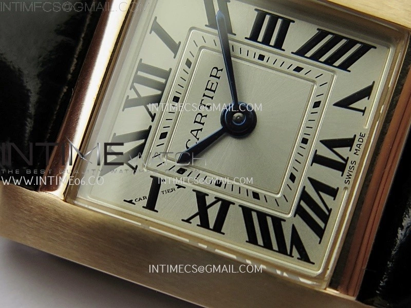 Tank Francaise Ladies 21.2mm RG 8848F 1:1 Best Edition Silver Dial on Black Leather Strap Ronda Quartz V2